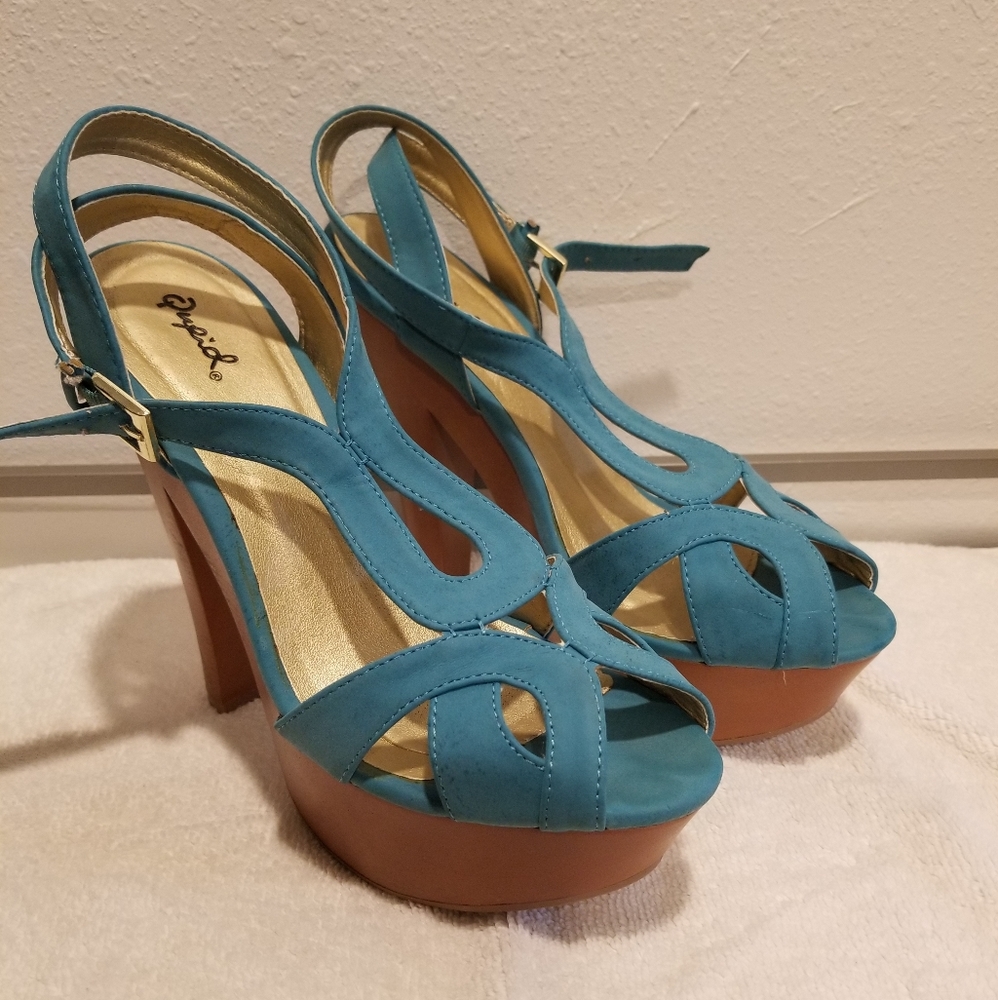 Platform heels, TURQUOISE
